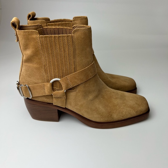 SAM EDELMAN Bellamie Suede Riding Heel Biker Boots Size 9 - Picture 6 of 16